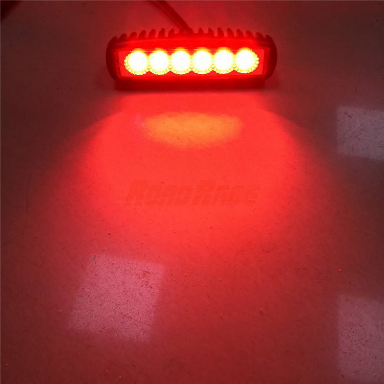 12V 24V 18W 6inch red Amber Led Light Bar Yellow Led Driving Work Headlight Spot Flood Off-Road  Fog Golden Lamp Car OffRoad