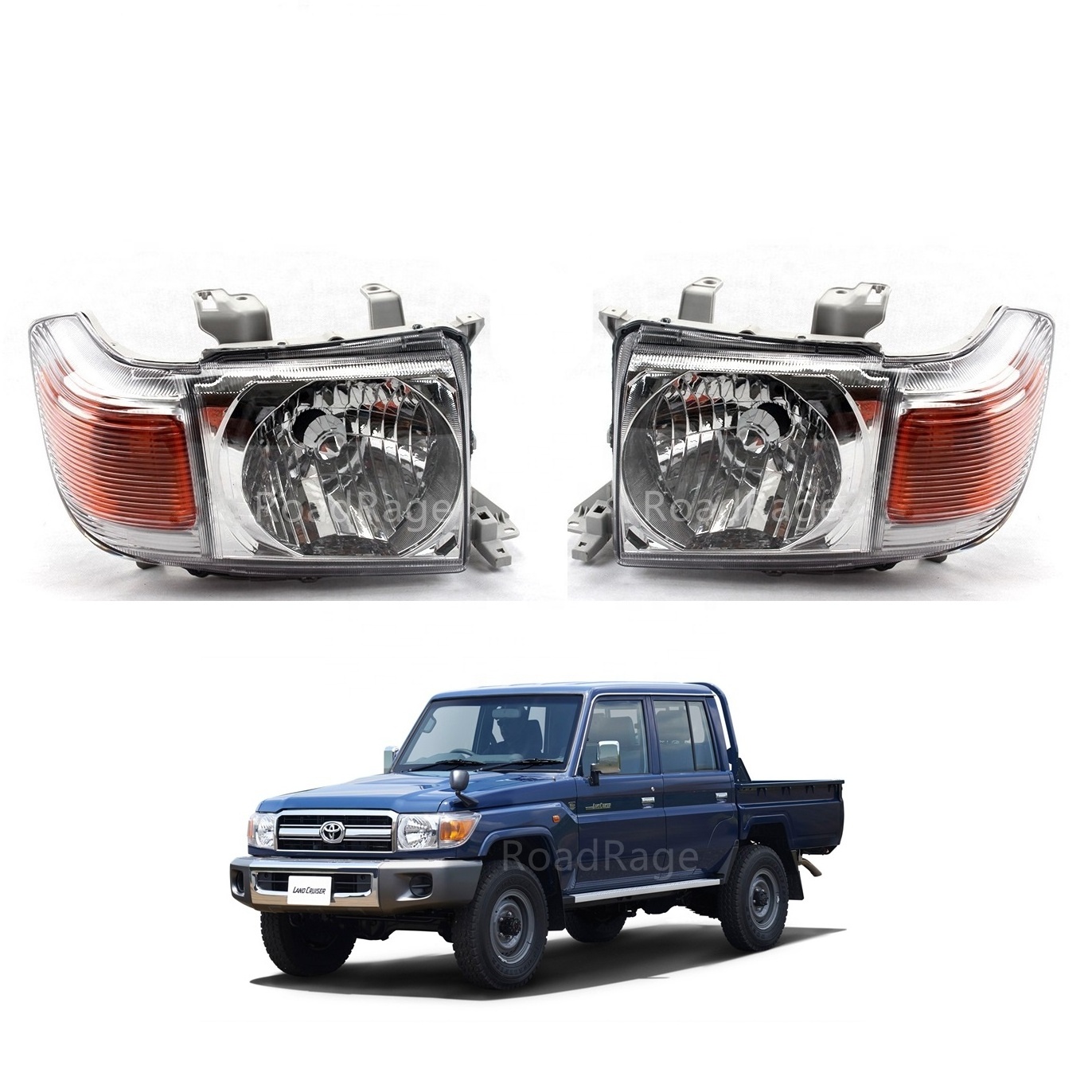 Car Head light Headlight Assembly Headlamp Projector Fit for Toyota Land Cruiser pickup pick up  FJ70  2007 2008 2009 2010 2011