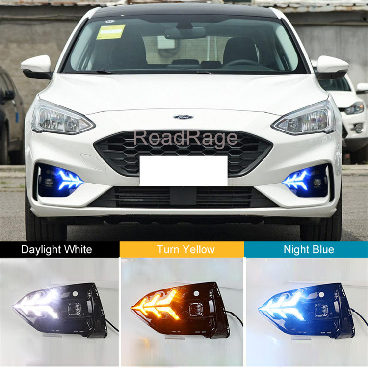 LED Auto Car DRL daytime running light Bumper Front Fog lamp light Daylight for Ford Focus ST-Line 2018 2019