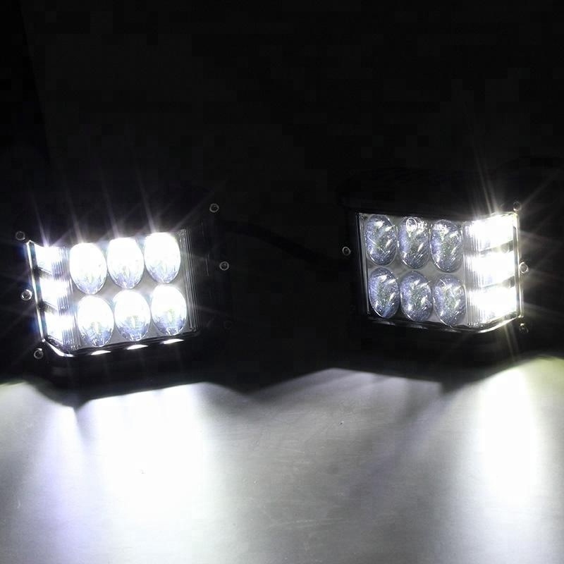 4'' 36W Side Shooter Off Road LED Cubes work Light Pods Blue Red amber Dual Sider strobe  Blinker Driving Fog Lamp for UTV RZR