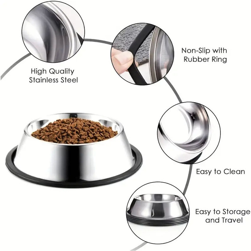 Stainless Steel Pet Bowls Feeders, Dog Bowls Stainless Steel With Non-slip Rubber Base, Pet Bowls And Feeders