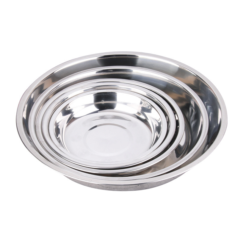 Custom Stainless Steel Dinner Plates For Kitchen Metal Round Food Dish For Storage Vegetables