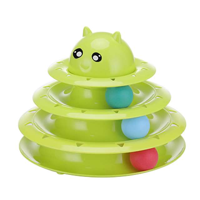 Cat Toy Roller Cat Toys 3 Level Towers Tracks Roller with Three Colorful Ball Interactive Kitten Fun Puzzle Toys