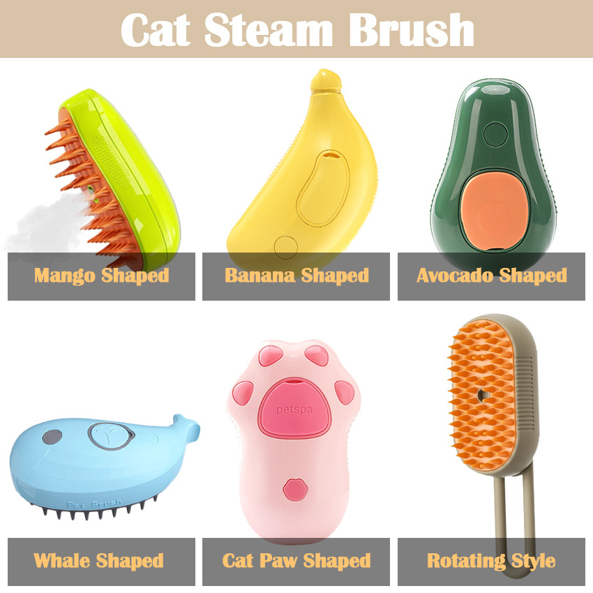 3-in-1 USB Rechargeable Cat Steam Brush Dog Spray Brush for Removing Tangled and Loosse Hair Christmas Gift for Animal Cat Dog