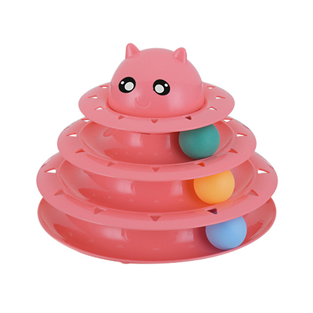 Cat Toy Roller Cat Toys 3 Level Towers Tracks Roller with Three Colorful Ball Interactive Kitten Fun Puzzle Toys