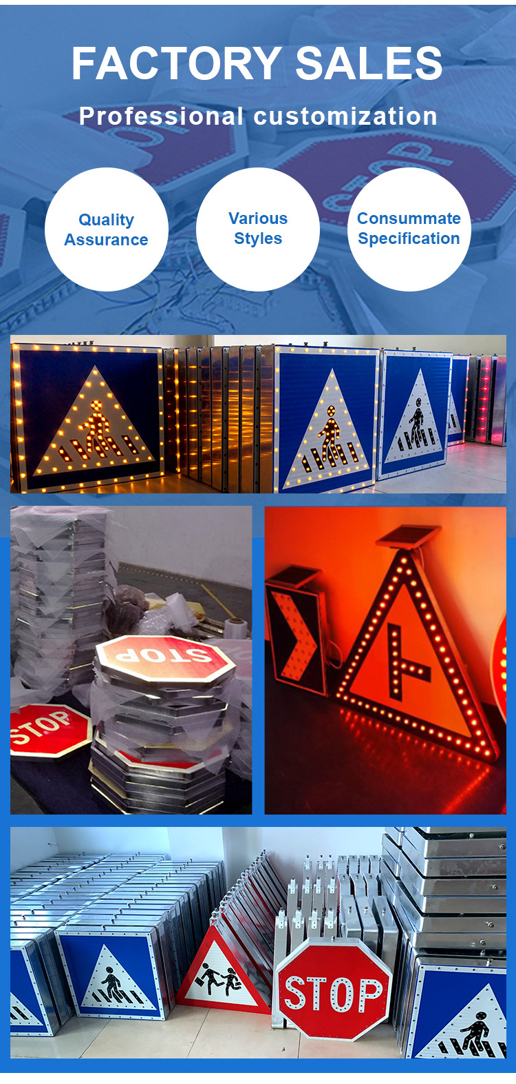 Manufacturers Price for Solar Powered Octagon Metal Lighted LEDs Flashing Warning Stop Signs Solar Traffic Sign