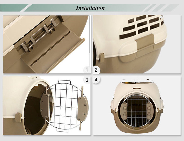 Small Dog Travel Skylight Design Plastic Pet Carrier With Bowl