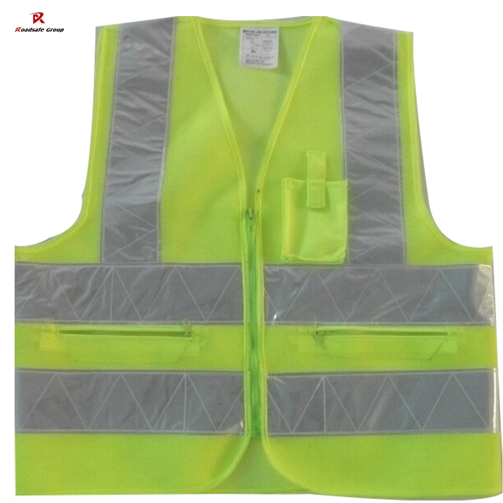 Custom High Visibility Reflective Safety T Shirt Construction Hi Viz Work Shirts with Pocket  for Men