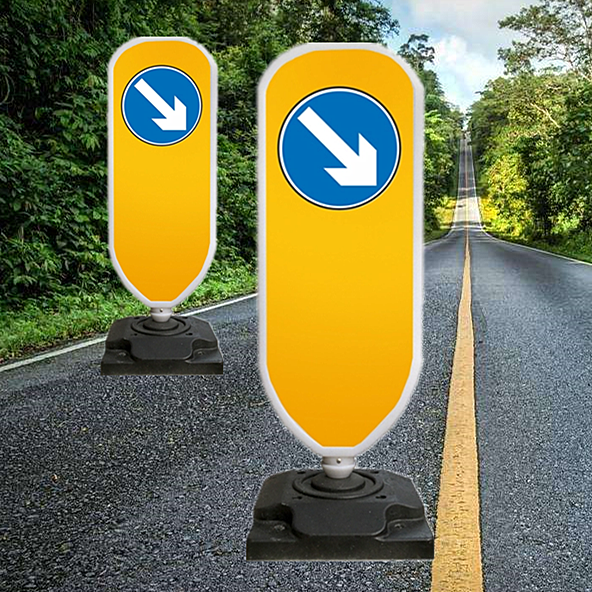 Resilient yellow road collapsible delineator / road safety warning board flexible diviner traffic sign