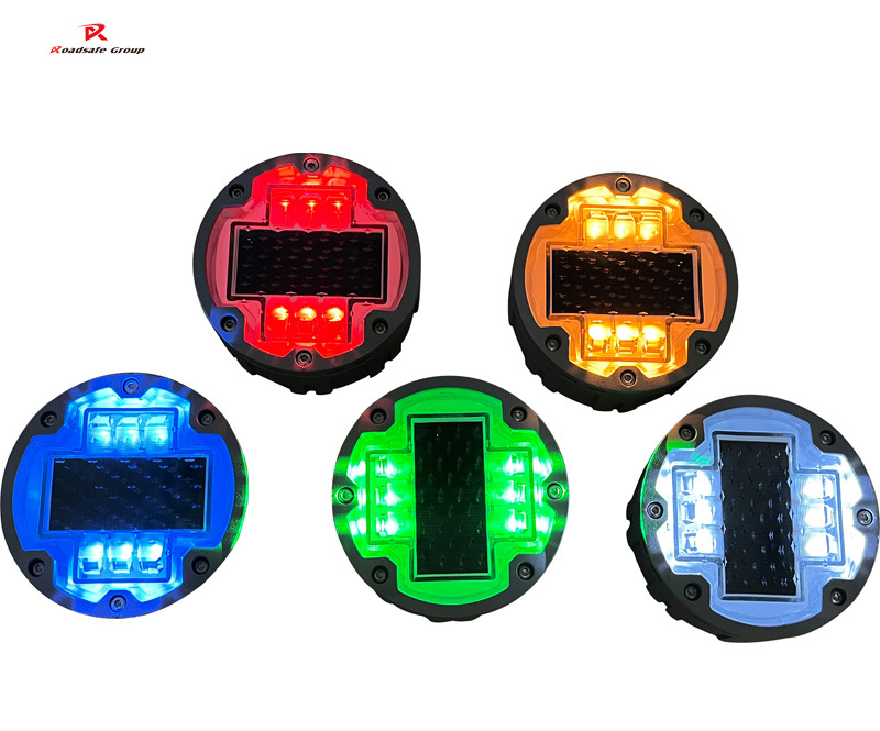 CE IL300 6 crews IP68 Round Led Underground Pavement Marker Car Guidance Warning Light Embedded Solar Road Stud