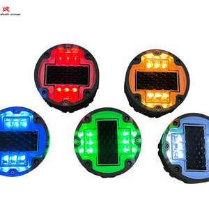 CE IL300 6 crews IP68 Round Led Underground Pavement Marker Car Guidance Warning Light Embedded Solar Road Stud