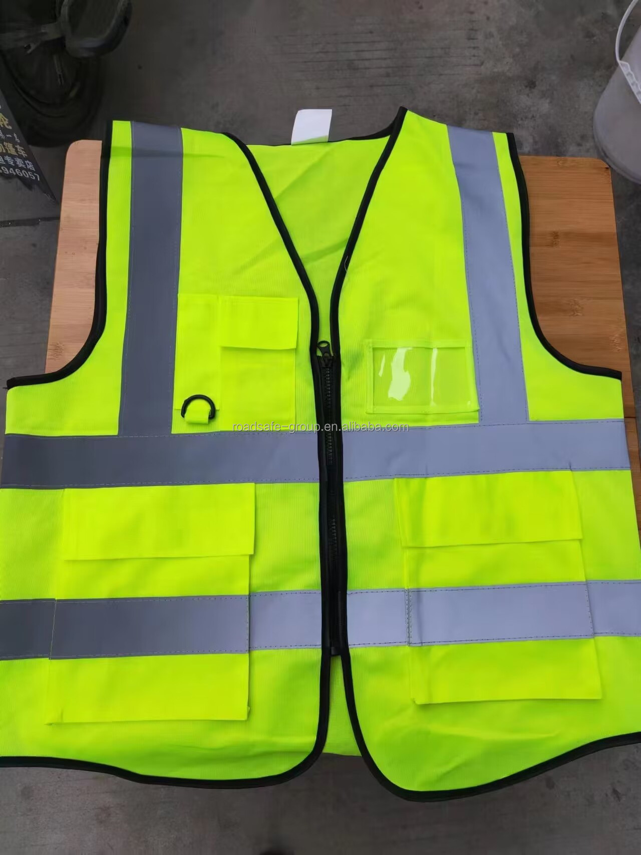 High Visible Security Reflective Vest Jacket 100% Polyester Fabric Safety Reflective Vest With LOGO fluorescent