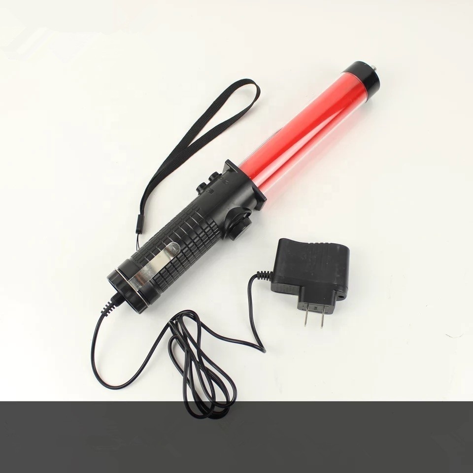 2024 Battery Rechargeable High Visible Traffic Equipment LED Flashing Baton with Whistle  bhot sale wand sticks