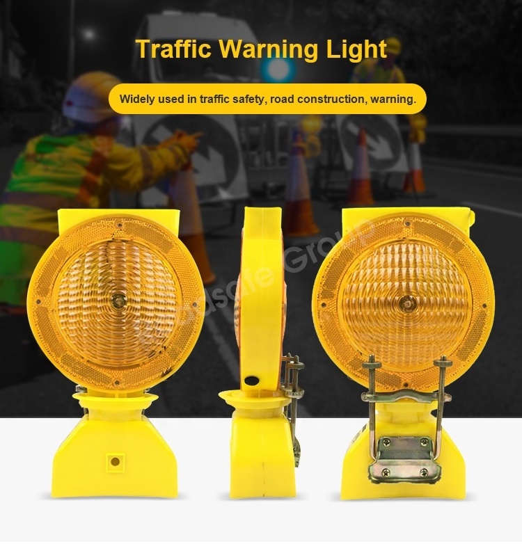 CE traffic lamp flashing Yellow LED blinkers barricade flasher light / amber road cone solar Barricade Light WARNING Safety