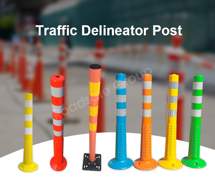 Beijing 19years 75cm road delineators  traffic Flexible spring  Delineator PU plastic warning reflective separate lane post