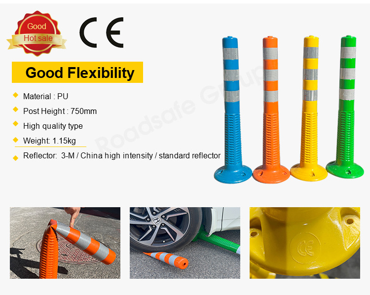 Beijing 19years 75cm road delineators  traffic Flexible spring  Delineator PU plastic warning reflective separate lane post