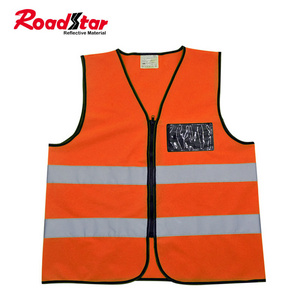 OEM 100% polyester reflective safety vest with zipper & ID pockets