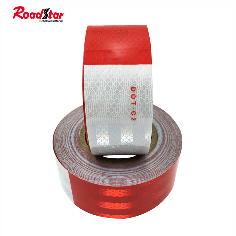 Vehicle Prismatic Grade Sticker Reflective Red White Conspicuity Reflective Tape Reflect Dot-C2 Tape For Trailer