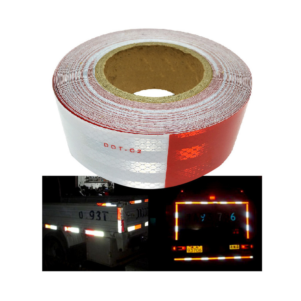 Vehicle Prismatic Grade Sticker Reflective Red White Conspicuity Reflective Tape Reflect Dot-C2 Tape For Trailer