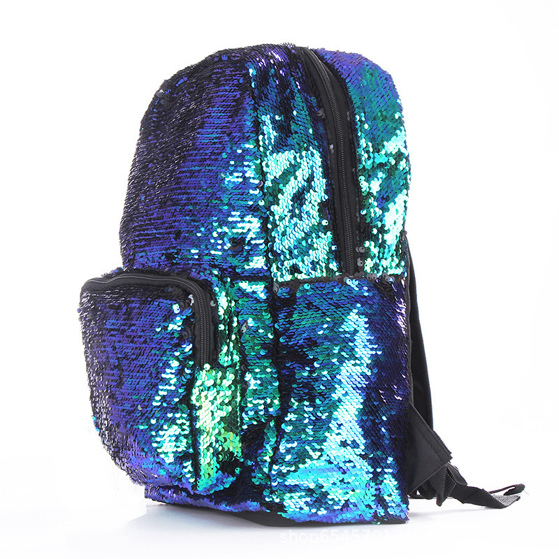 Fashion Mermaid Magic Backpack Reversible Glitter Sequin Girls Magic School Backpack