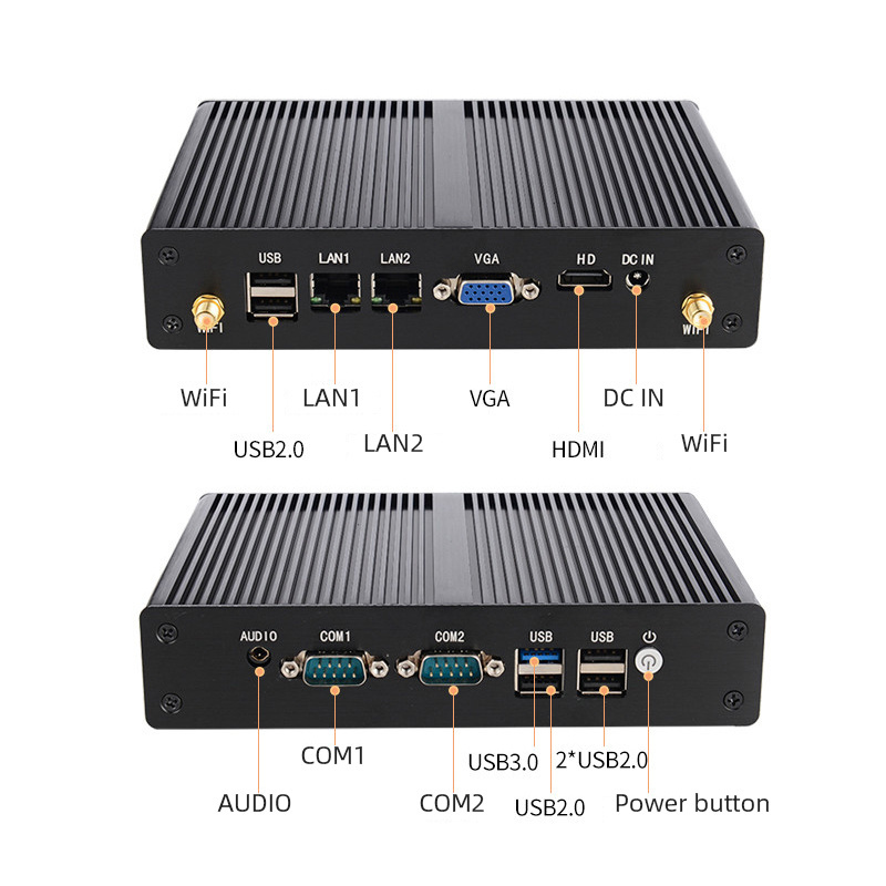 Industrial Mini PC Dual LAN dual COM micro computer J1900