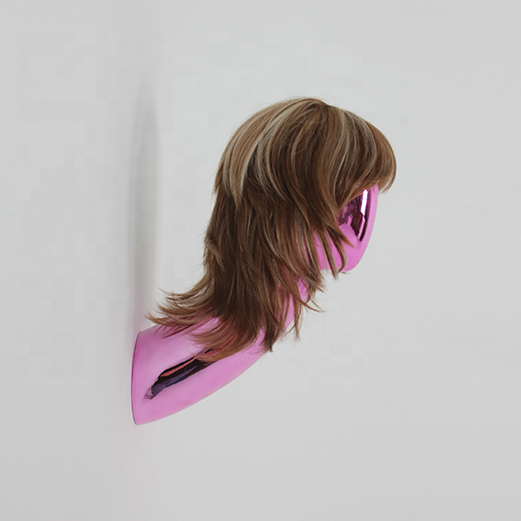 Custom beautiful wall mounted fiberglass wig mannequin head