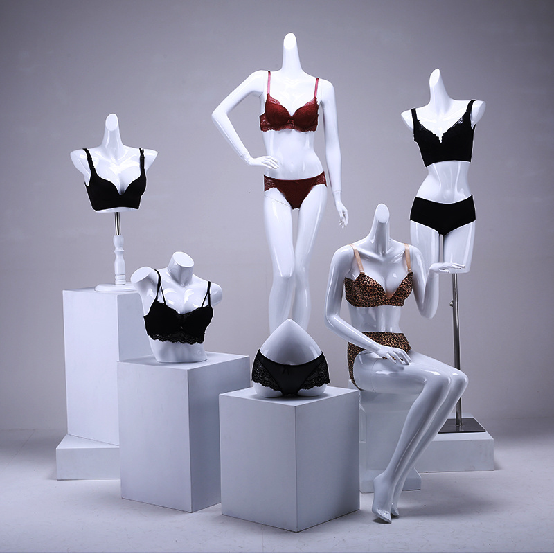 Lingerie model props female half-body bra panties swimwear glass steel   body window display hanger mannequins