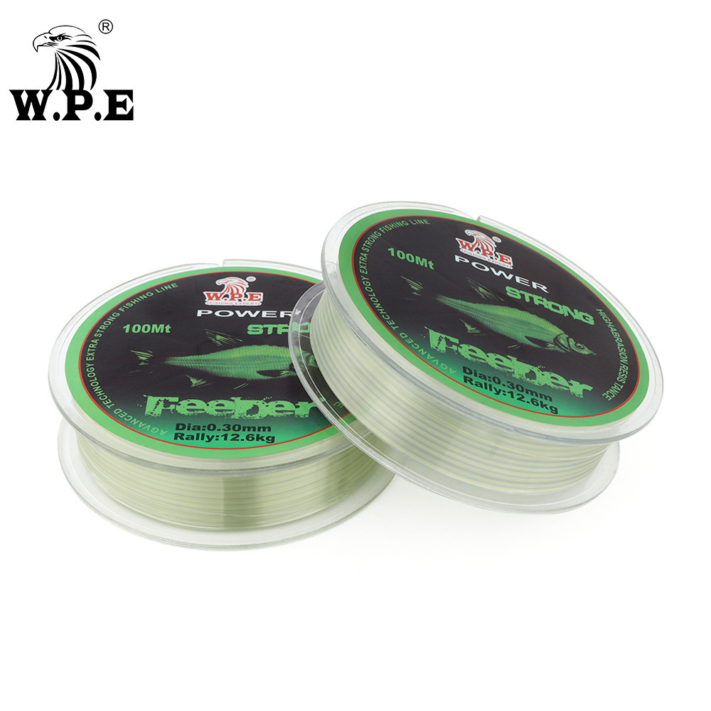 W.P.E FeeDer 100m Nylon Fishing Line Strong 0.20mm-0.60mm Monofilament Nylon Line 6.02KG-37KG Carp Fishing Wire