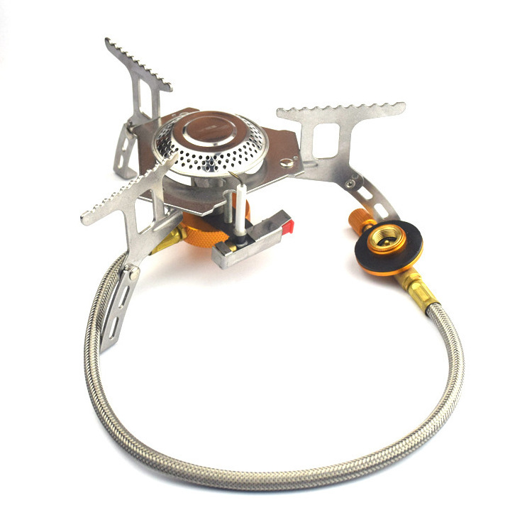 2023 Outdoor Portable Mini Gas Stove Camping Hiking BBQ Stove Gas Ultralight Adjustable Cooker Plastic Box Butane Stove 1 Pc 3-5