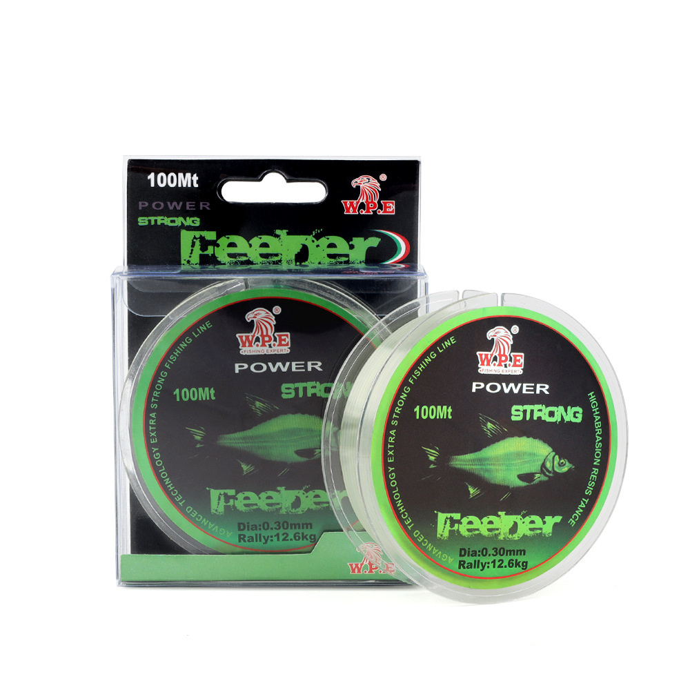 W.P.E FeeDer 100m Nylon Fishing Line Strong 0.20mm-0.60mm Monofilament Nylon Line 6.02KG-37KG Carp Fishing Wire