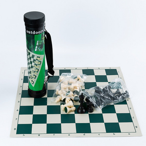 outdoor game 6.5 7.5 9.5cm King height plastic chess set black white chess piece with plastic barrel portable chess games