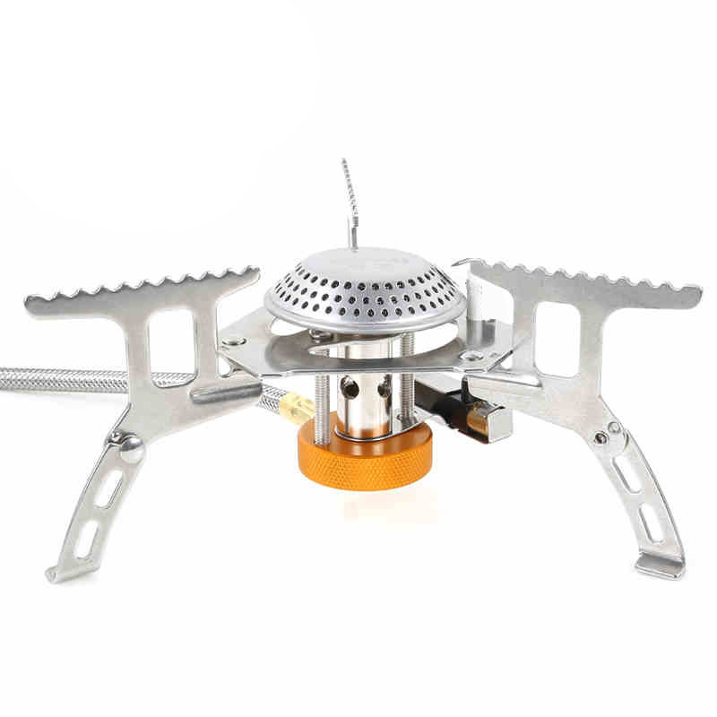 2023 Outdoor Portable Mini Gas Stove Camping Hiking BBQ Stove Gas Ultralight Adjustable Cooker Plastic Box Butane Stove 1 Pc 3-5