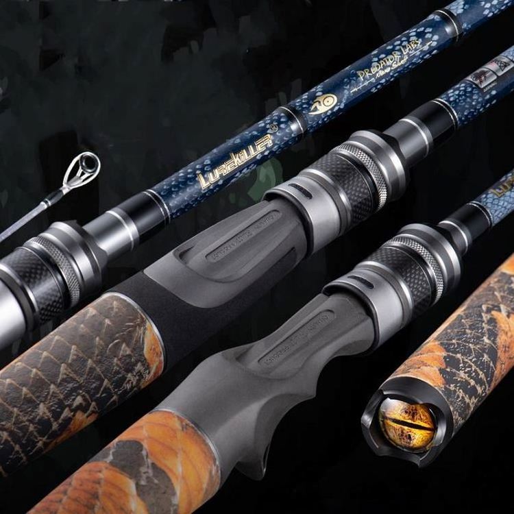 LUREKILLE Japan Fuji Guide ML/XH/M Power High Carbon Seabass Baitcasting Fishing Rod 2.1/2.4m 2 Sections Telescopic Spinning rod