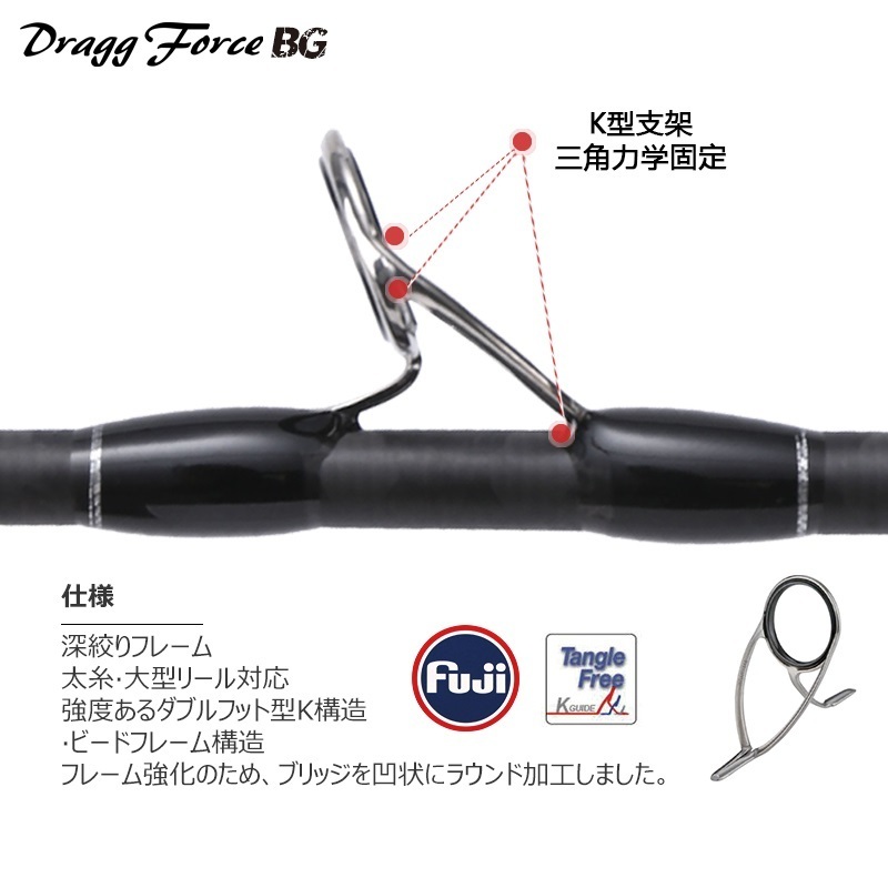 Madmouse Drag Force Bg Jigging Rod 1.9m PE4-8 Jig 350g Drag 30kg Japan Full FUJI Parts Boat Rod Ocean Fishing Rod