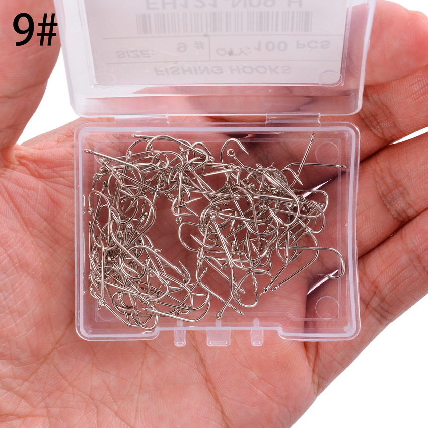 Jetshark 2#-9# 100PCS/Box High Carbon Long with Holes Shank Saltwater Barbed Ocean Fishing Hook