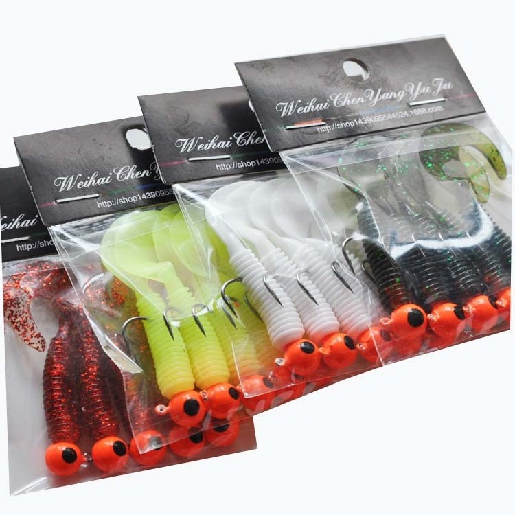 Jetshark 5G Worm Fishing Lure 4 Colors Soft Carp Bait with Head Hook 5 pcs per Bag Lake River Fishing Minnow Lures Saltwater