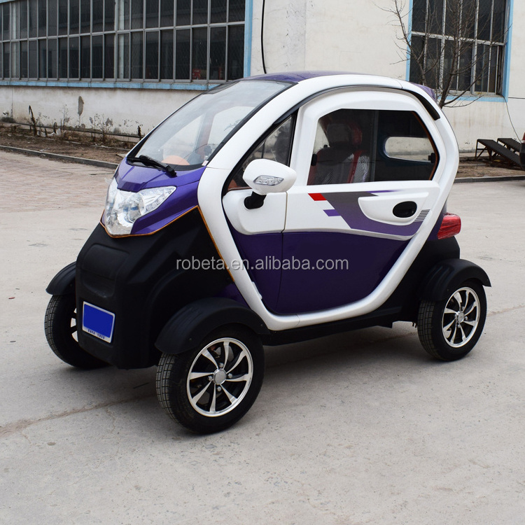 purple white 3 seats electric four wheeler made in China hot selling in market with heater and AC cabin