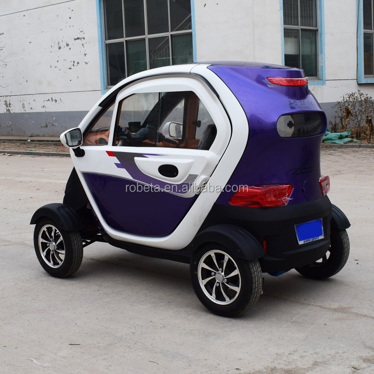 purple white 3 seats electric four wheeler made in China hot selling in market with heater and AC cabin