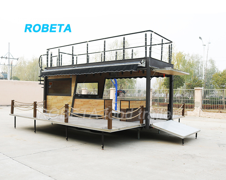 Customized High Quality 2 story Mobile Catering Trailer Two Story Food Truck with bathroom