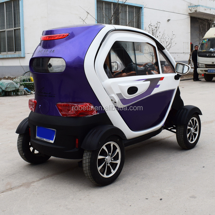 purple white 3 seats electric four wheeler made in China hot selling in market with heater and AC cabin