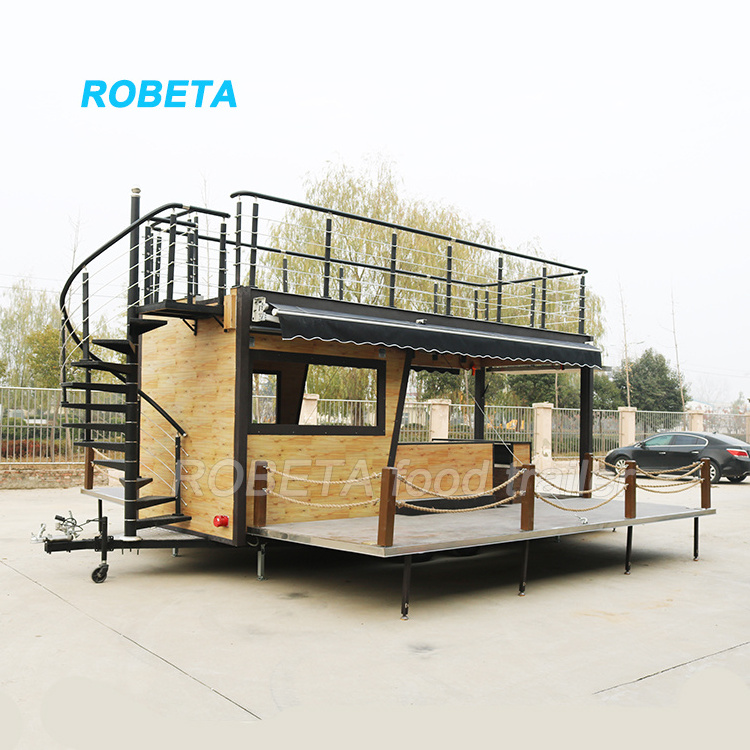 Customized High Quality 2 story Mobile Catering Trailer Two Story Food Truck with bathroom