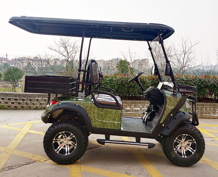 2 seats electric golf cart with cargo bed cargo box seat belts screen canopy radio