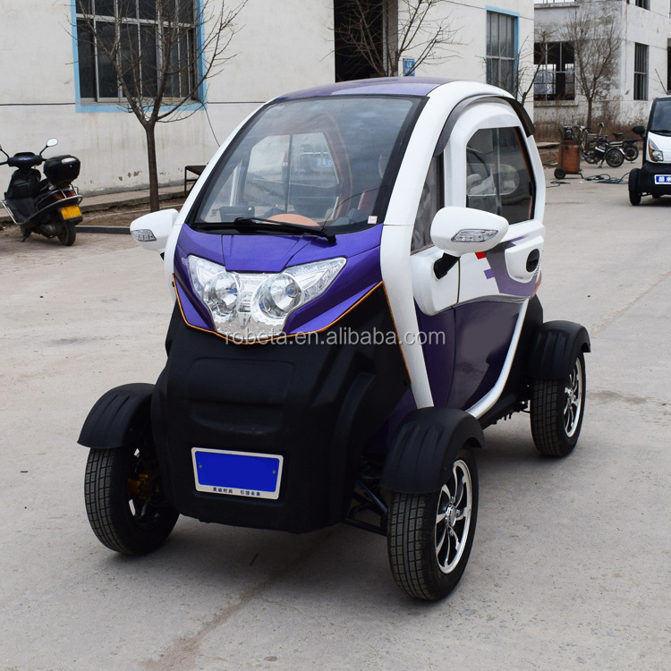 purple white 3 seats electric four wheeler made in China hot selling in market with heater and AC cabin