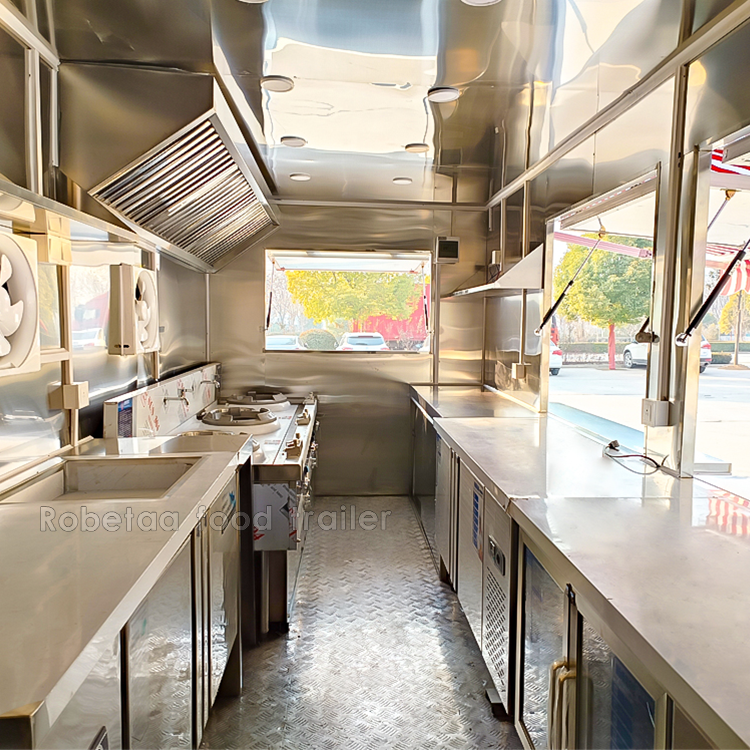 Robetaa factory price bbq food trailer burger food truck fully equipped food cart caravan kitchen catering trailer