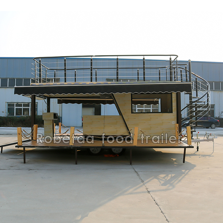 Robetaa Fully Equipped Food Truck 2 Floor Mobile Kitchen Fast Food Trailer Cafe Container Bar