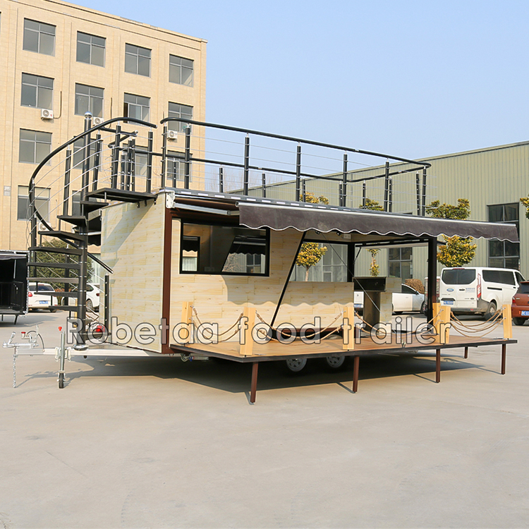 Robetaa Fully Equipped Food Truck 2 Floor Mobile Kitchen Fast Food Trailer Cafe Container Bar