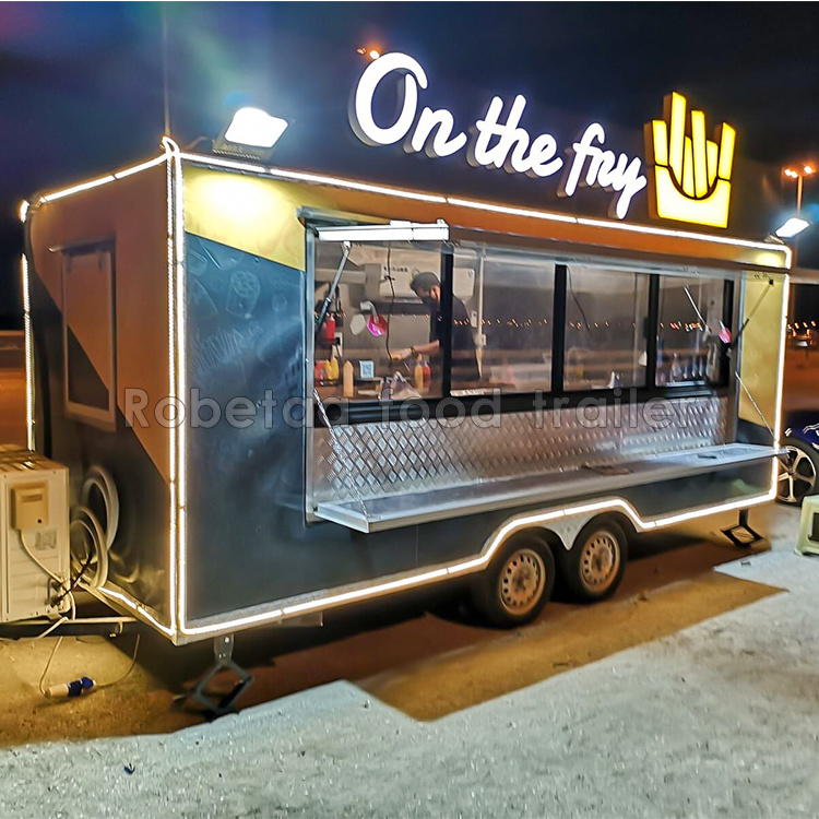 Robetaa High standard customized food truck with full kitchen mobile food trailer pizza hot dog street food cart restaurant