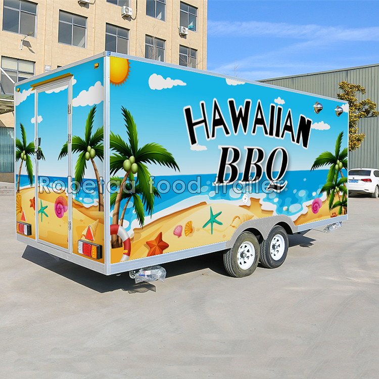 Robetaa Fully Equipped Mobile Kitchen BBQ Food Trailer Hawaiian Street Food Cart for Restaurant Use with Mobile Snack Bar