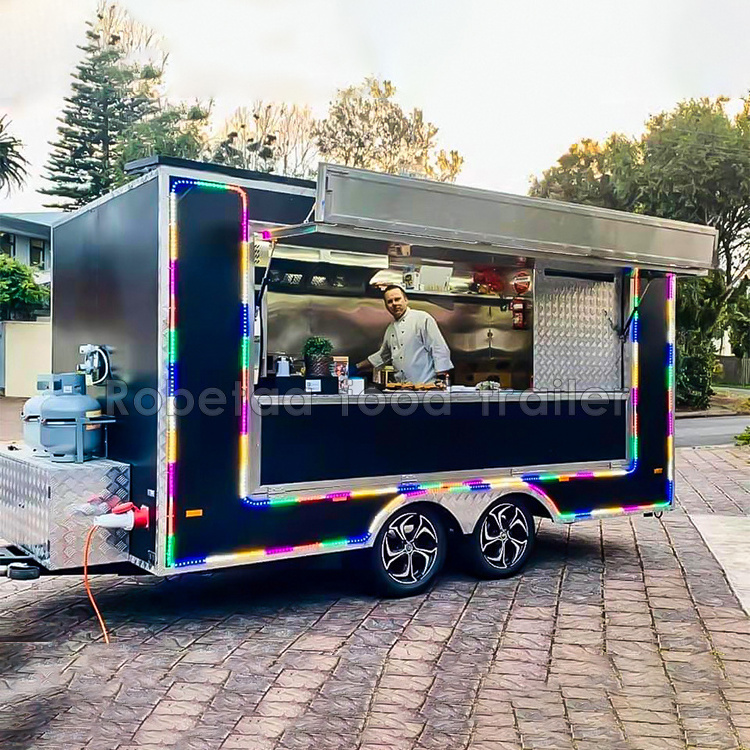 Robetaa High standard customized food truck with full kitchen mobile food trailer pizza hot dog street food cart restaurant