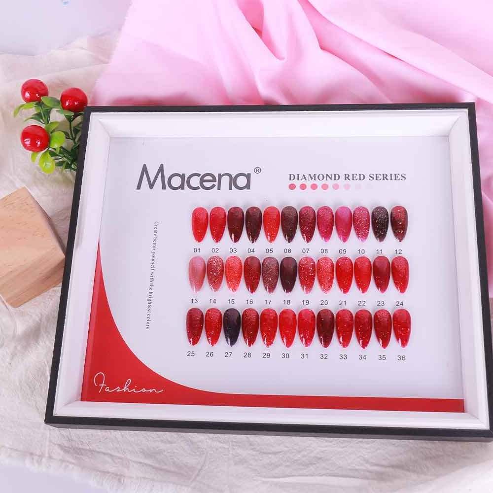 Red colours series gel nails polish Macena non toxic soak off nail gel private label gel polish